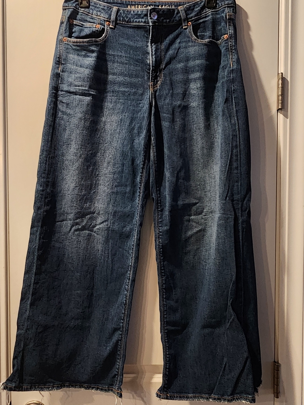 American Eagle Outfitters Dark Blue Wide-Leg Stretch Jeans,Size 12 Item 0421264P